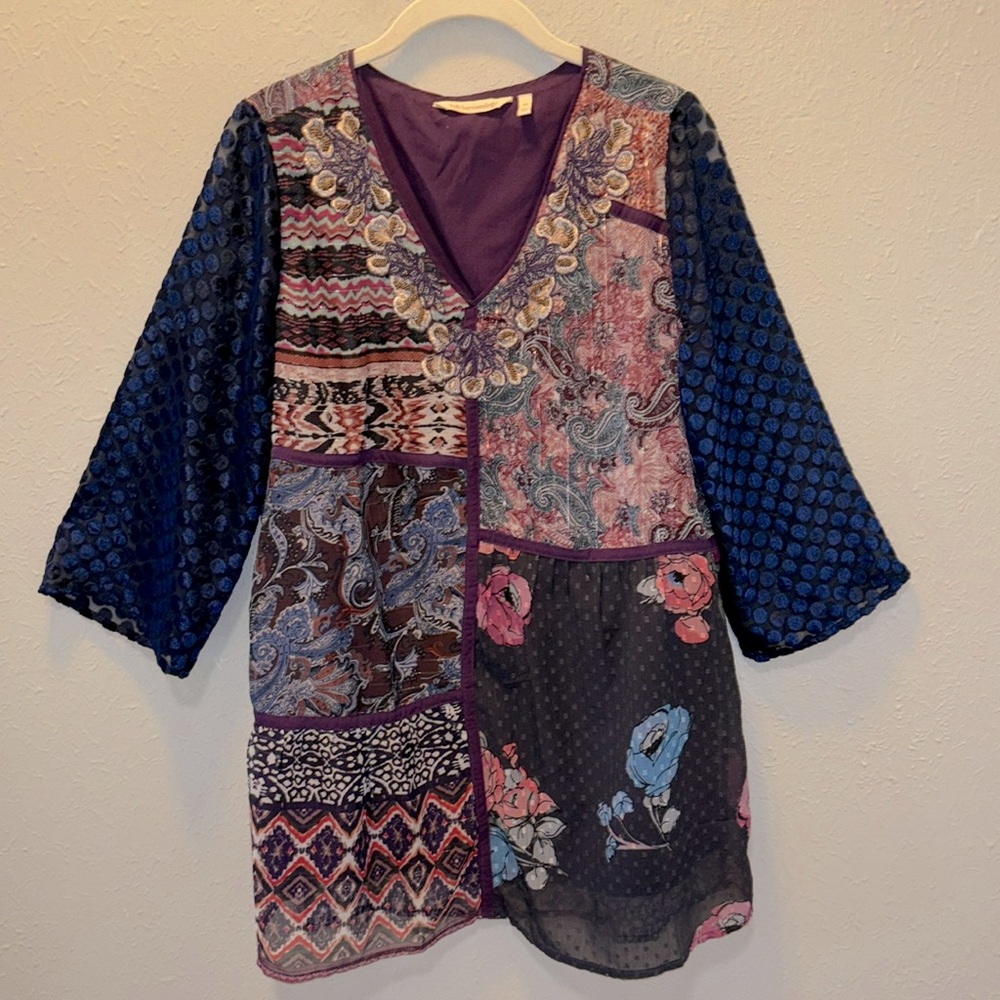 Soft Surroundings Whimsical Boho Embroidered Tunic Top Blouse Women’s Small SP